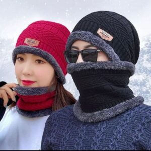New Beanie Hat Winter Cap & Scarf Set