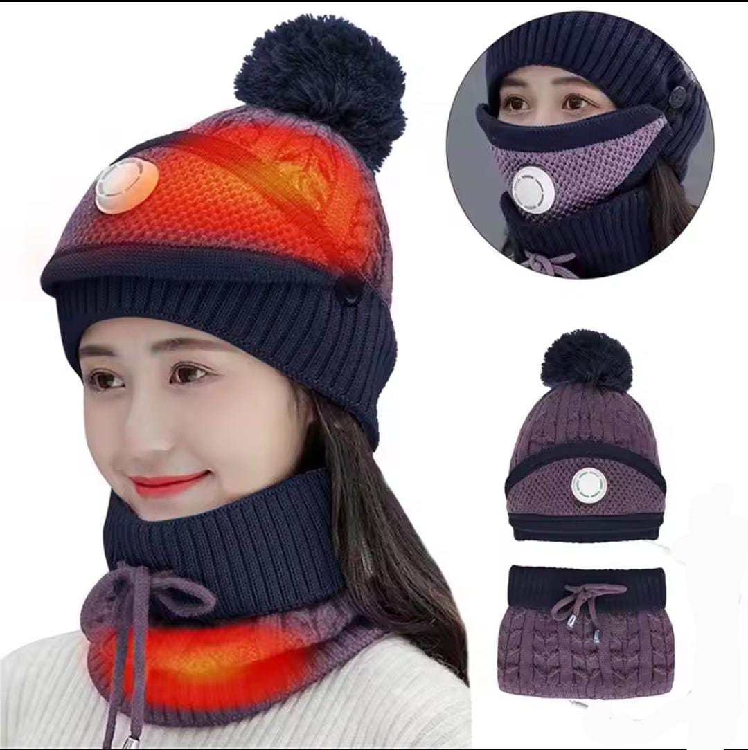 Women's Knitted Hat Scarf Caps Neck Warmer Winter Hat
