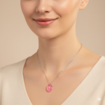 Handmade Peach Pink Teardrop Pendant Necklace – Elegant Minimalist Jewelry
